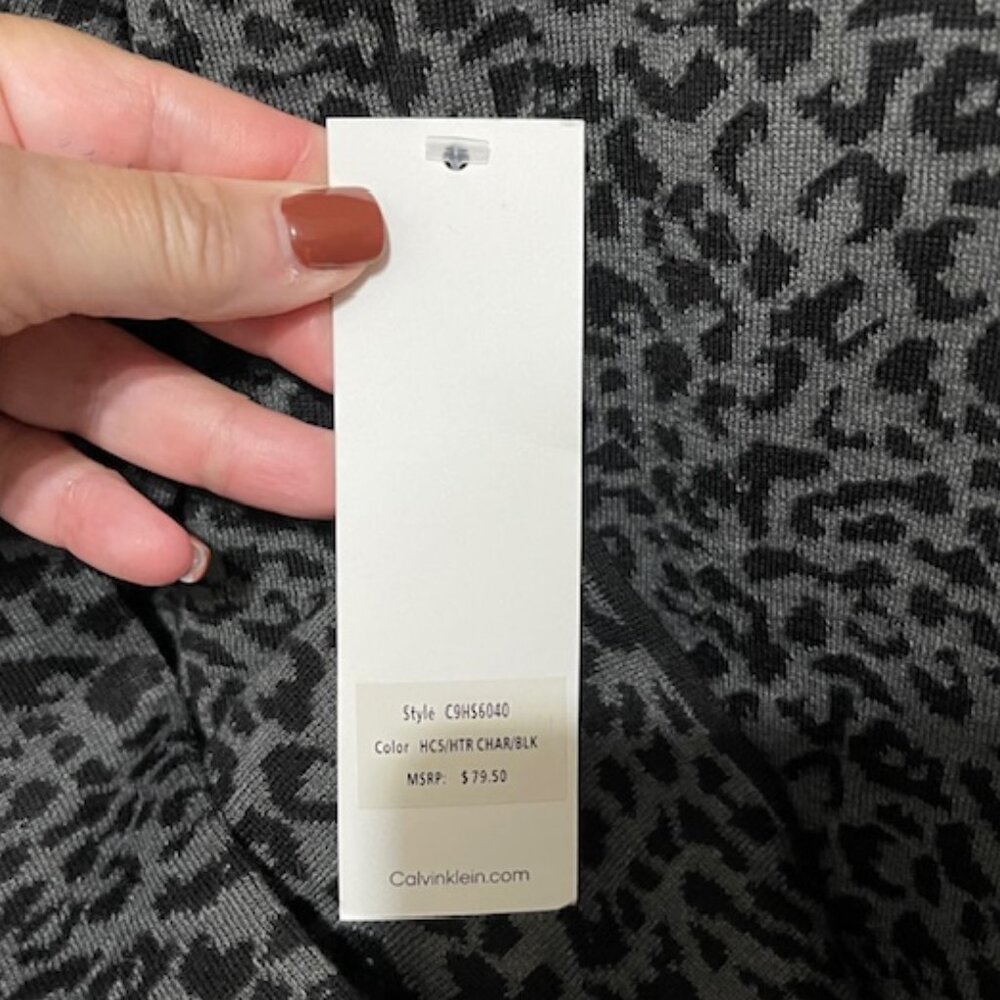 NEW Calvin Klein XL Cowlneck Grey Black Leopard Tunic Sweater - Picture 6 of 8